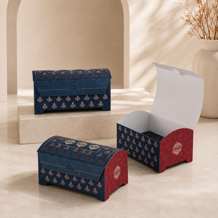 Royal Sandook Premium Printed Curved Gift Hamper Box | Luxury Festive Packaging Box for Raksha Bandhan, Diwali, Wedding & Return Gifts