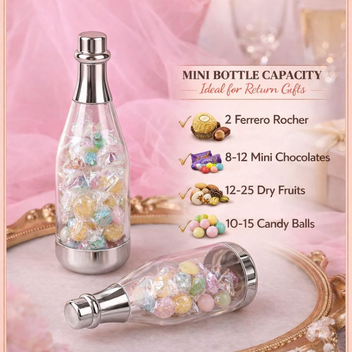 Small Size Golden Acrylic Box Champagne Design Plastic Storage Bottles (11.5 cm) | Perfect for Return Gifts, Chocolates, Dry Fruits & Invitations baatli,batli,chandi