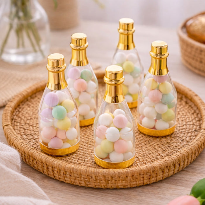 Small Size Golden Acrylic Box Champagne Design Plastic Storage Bottles (11.5 cm) | Perfect for Return Gifts, Chocolates, Dry Fruits & Invitations baatli,batli,chandi