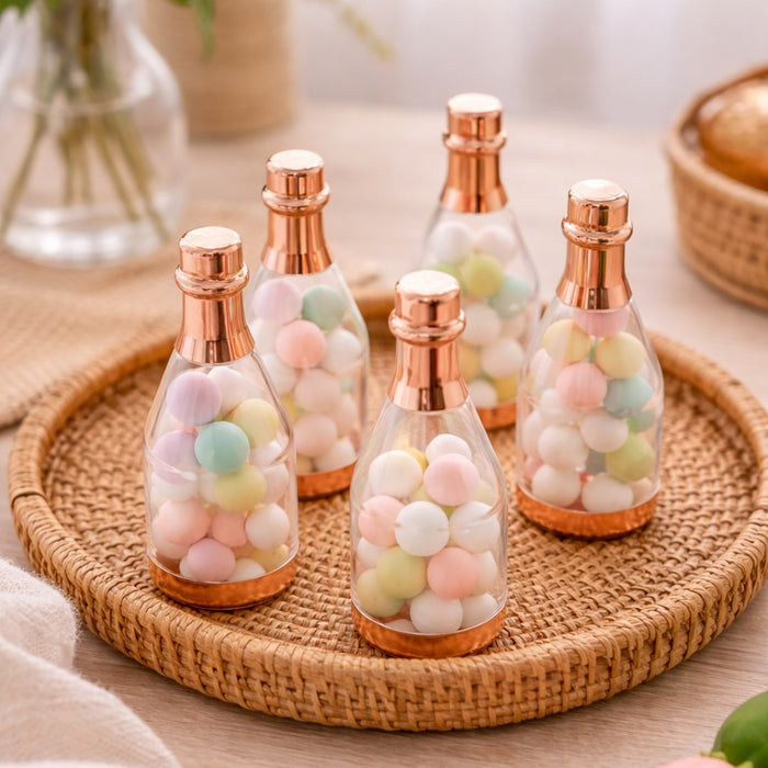 Small Size Golden Acrylic Box Champagne Design Plastic Storage Bottles (11.5 cm) | Perfect for Return Gifts, Chocolates, Dry Fruits & Invitations baatli,batli,chandi