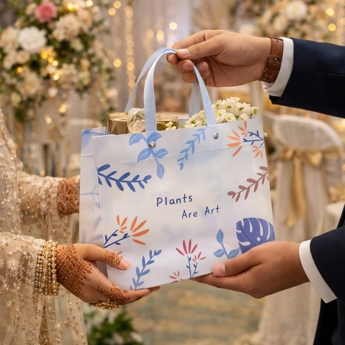 Floral PVC Gift Bags 13x10x4 inch (medium )