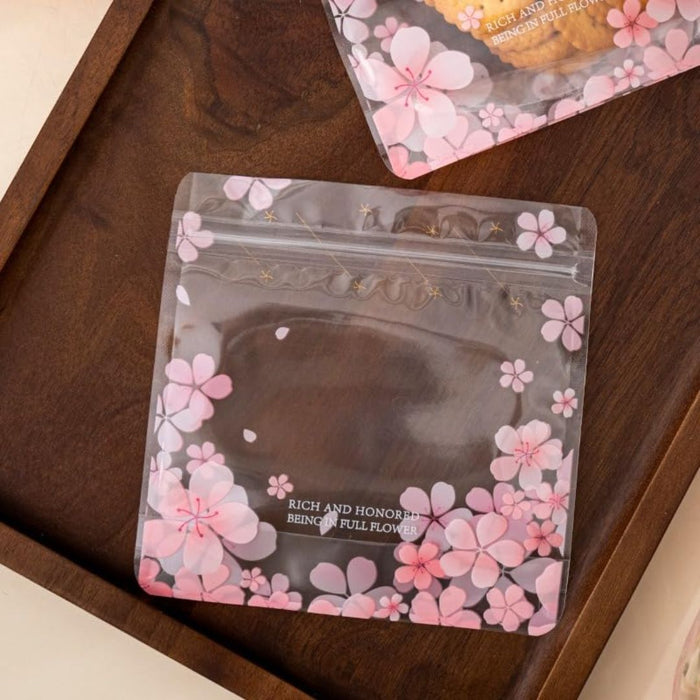 Multi Print Transparent Zip Lock Pouch  (Asthetic Designs) | 13 x 13 cm | Reusable Plastic Packaging for Cookies, Chocolates & Dry Snacks