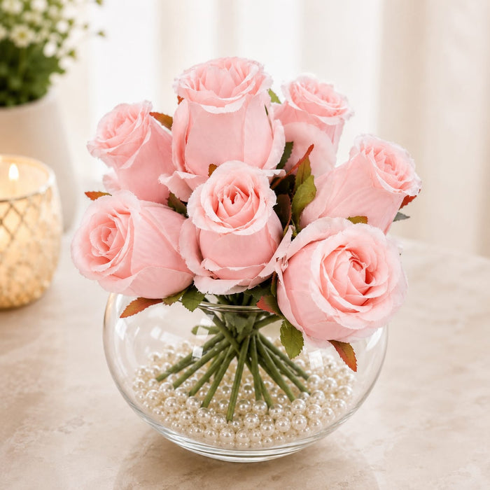 Artificial Rose Flower for - Home, Office, Bedroom, Balcony, Table Display, Living Room Decoration and Craft Corner (Without Vase Pot)