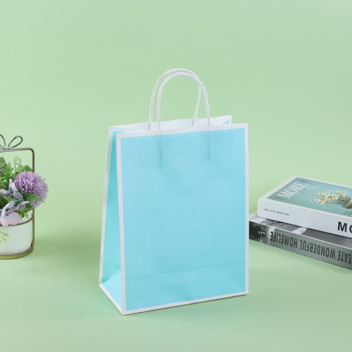 Small Size Aqua Blue (8.27X5.91X3.15 inch) Paper Bags With Handle Gift Paper bag, Carry Bags, gift For Valentine Gifting, marriage Return Gifts, Birthday, Wedding, Party, Season's Greetings