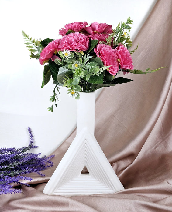 Carnation Sticks Artificial Flowers Bouquet Sticks for Gifting, Home Decor, Room,Bedroom, Living Room, Anniversary Decoration Diwali Decor(Material: Fabric) (Without Vase Pot)