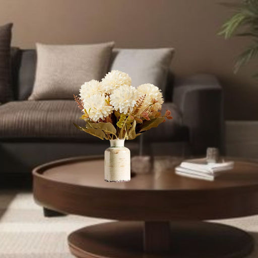 Artificial Dahlia Flower Bunch for Home Decor, Gifting, Flowers Decorative Items for Wedding, Birthday,Festivals, Table Top Decoration,Diwali decor(without Vase Pot)