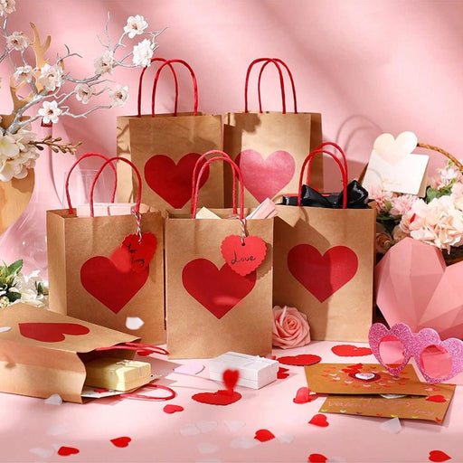 Small Reusable Heart Design Paper Bag Goodie Bag With Gift Tag Gift bag, Carry Bags, gift bag, gift for Gifting, Return Gifts, Birthday, Wedding, Party, Festivals, Events, Gift for Him/Her