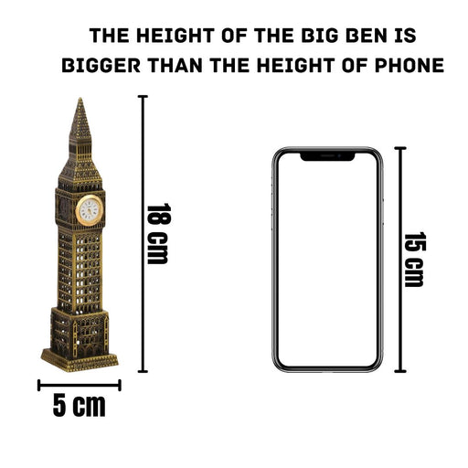 London Big Ben Tower Metal Showpiece Antique Statue for Room, Office, Decorative Showpeice for Home, Desk Decor, Table Stand (Metal)