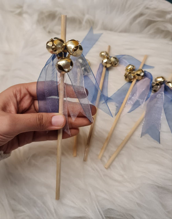 Handcrafted Wedding Ghungroo Bell/rattle Stick With Morpankh for Home Mandir Décor, Marriage gungroo,Shadi -Sagai, Engagment,bride entry, aarti,Magal Phera bell, Barati Swagat, Varmala,christmas bell Stick, pooja, puja mandir, gantri, Temple ganti