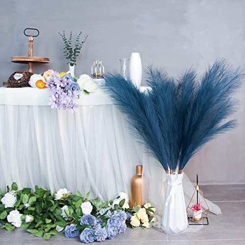 Artificial Big Pampas Grass Flowers Plant Home, Room, Office, Bedroom,Living Room, Table Decoration Craft Items Corner (Without Vase Pot) (32.5 Inch)