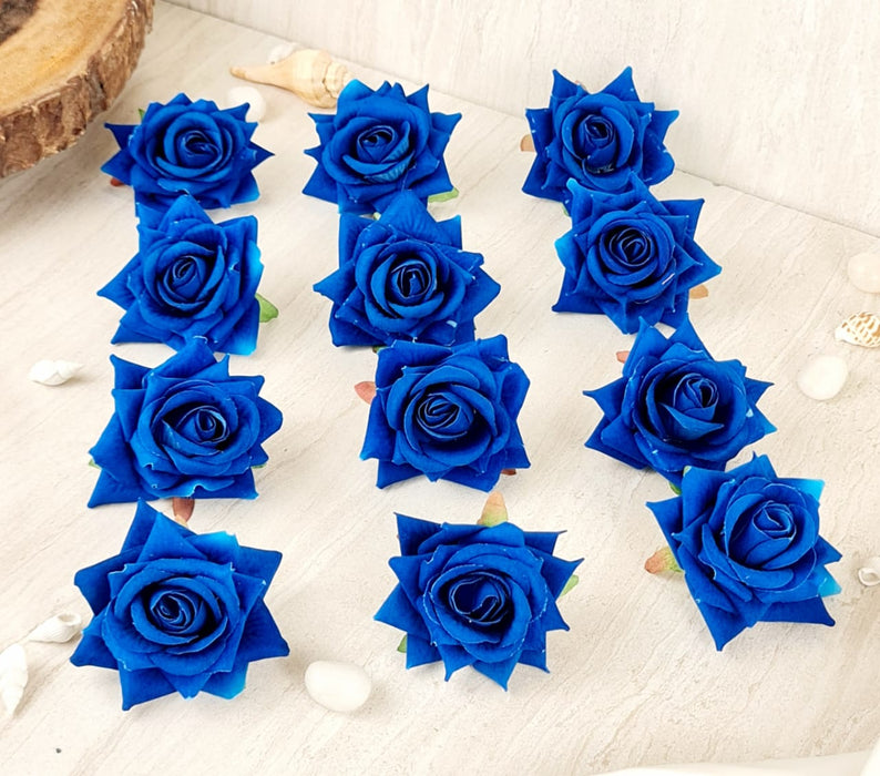 Artificial Rose Velvet Flower Heads for Puja Decoration, Gifting, Home, Garden, Bedroom, Balcony, Living Room, Restaurant Decoration and Craft (6 cm)