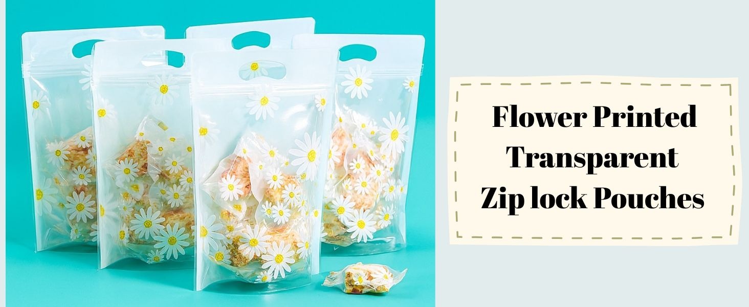 Small Random Ziplock Goodie Pouches With Handle For Gifting, Return Gifts, Birthday, Baby Shower, Party Pouches | Chocolate & Dry Fruit Packing, Gifting Pouch