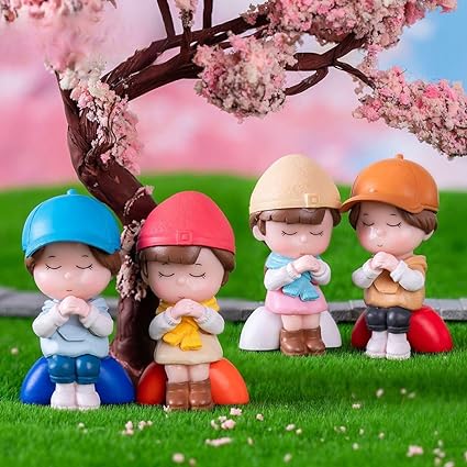 Praying Kid Miniature Figurines Multiuse as Decorations, Cake Topper, Toys, Showpieces, Gift Item (Multicolor)
