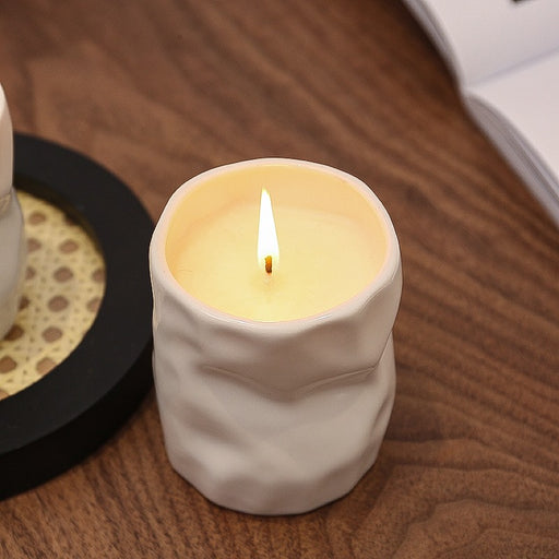 Scented Wax Candle in Cylindrical Container – White Aromatherapy Candle for Home Décor, Spa, Meditation, Gifting & Relaxation