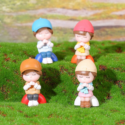 Praying Kid Miniature Figurines Multiuse as Decorations, Cake Topper, Toys, Showpieces, Gift Item (Multicolor)