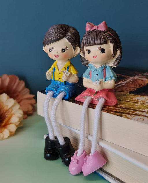 Hanging Legs Cute Boy and Girl Home Decor Showpiece – Elegant Hanging Leg Design for Decorative Room Enhancement