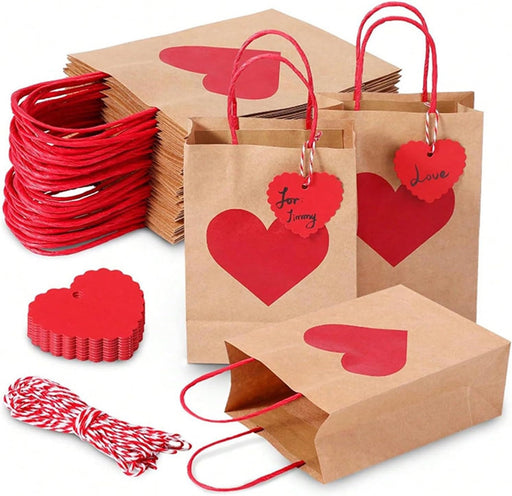 Small Reusable Heart Design Paper Bag Goodie Bag With Gift Tag Gift bag, Carry Bags, gift bag, gift for Gifting, Return Gifts, Birthday, Wedding, Party, Festivals, Events, Gift for Him/Her