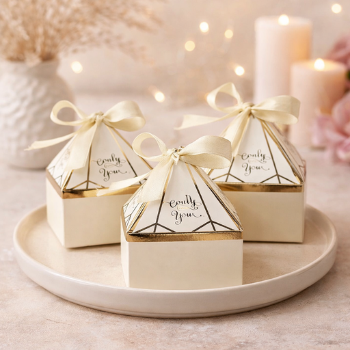 Diamond box Decorative Folding Storage Box for Return Gift, Birthday, Gift Boxes with Ribbon, Perfect for Packing Chocolate, Dry Fruits