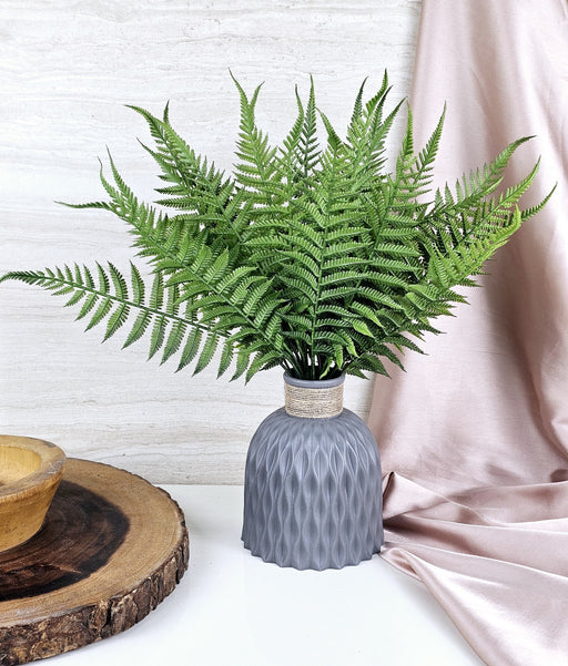 Artificial Flower Fren Bunch Leaves for Gifting, Home Decor, Balcony, Office, Bedroom, Living Room Decor, Raksha Bandhan (1 Bunch,Green,PVC) (36 cm) (without Vase)