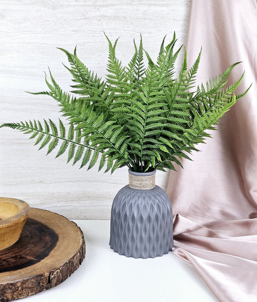 Artificial Flower Fren Bunch Leaves for Gifting, Home Decor, Balcony, Office, Bedroom, Living Room Decor, Raksha Bandhan (1 Bunch,Green,PVC) (36 cm) (without Vase)