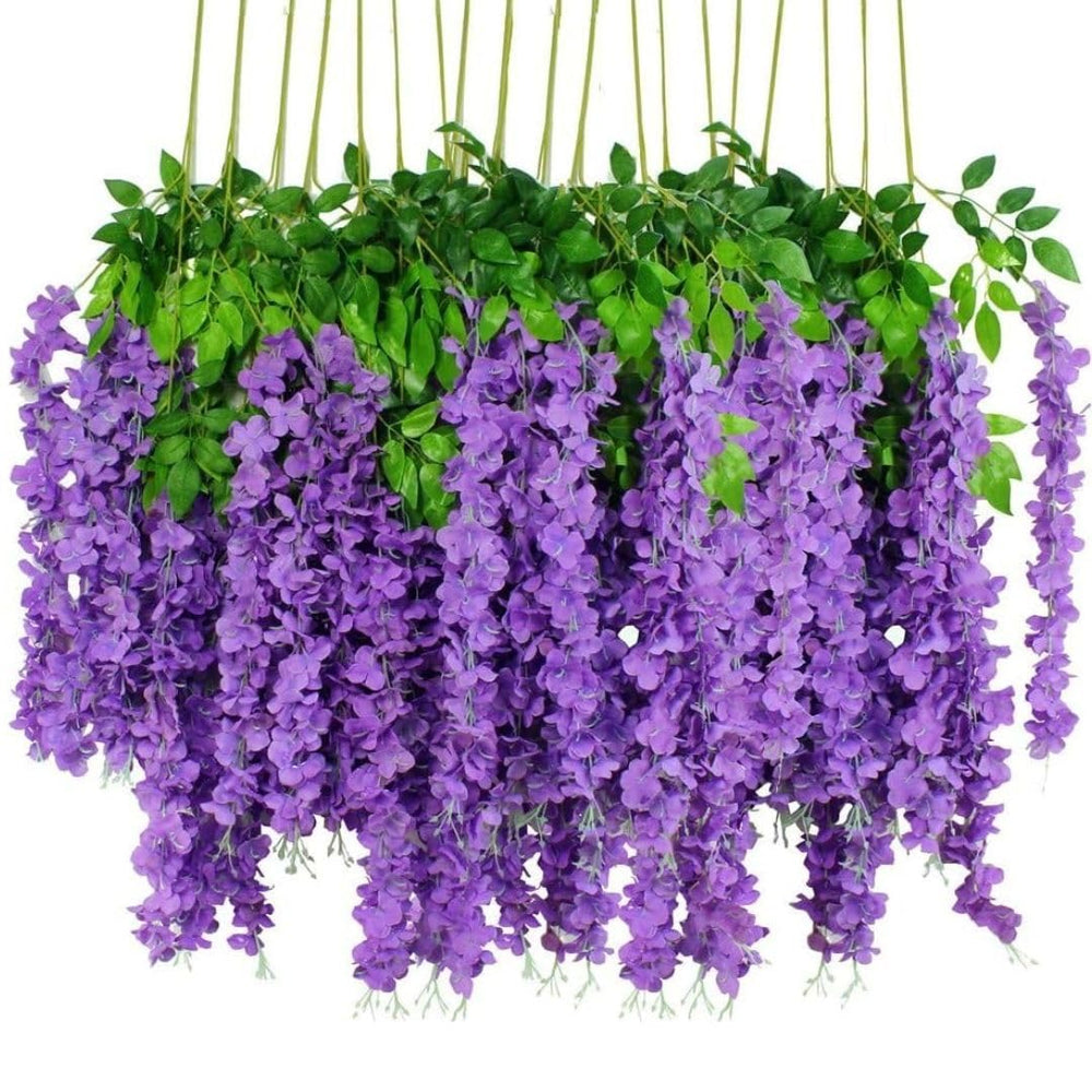 (43.2 inch) Artificial Wisteria Vine Ratta Fake Wisteria Hanging Garland Silk Long Hanging Bush Flowers String for Home Decor,Diwali Decor,Valentine's Day Decoration