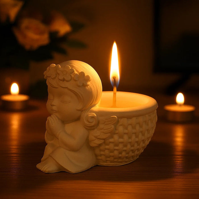 Randon (Any) Colour Angel Design Scented Wax Candle – White Angel Jar with Wax for Home Decor, Gift Purpose, Tealight, Aroma Candle, Decorative Fragrance Candle, Romantic Lighting
