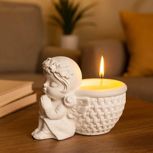 Randon (Any) Colour Angel Design Scented Wax Candle – White Angel Jar with Wax for Home Decor, Gift Purpose, Tealight, Aroma Candle, Decorative Fragrance Candle, Romantic Lighting