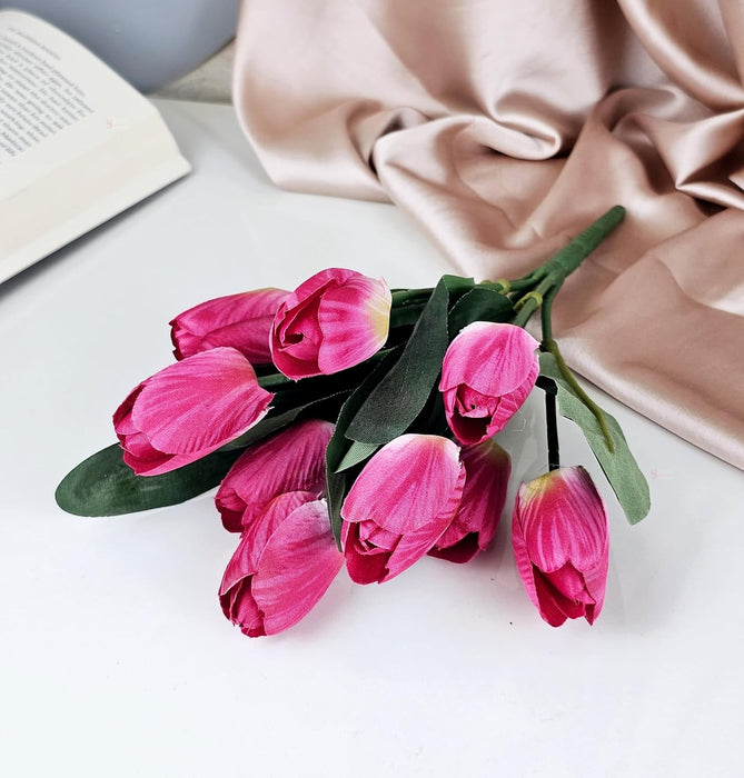 Artificial Tulip Lily Flower Sticks for Home Decor, Bedroom, Office, Living Room, Table Decor, Rakshabandhan Fetivals & Anniversary Decoration (without Vase Pot)