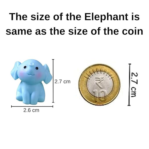 Pack Of 2 Set (8 pcs)Cute Elephant Miniature Set | Decorative Showpieces for Home, Garden, Table, Car Dashboard, Office Desk & Fairy Garden |Collectibles & Gift for Kids & Animal Lovers (Blue)
