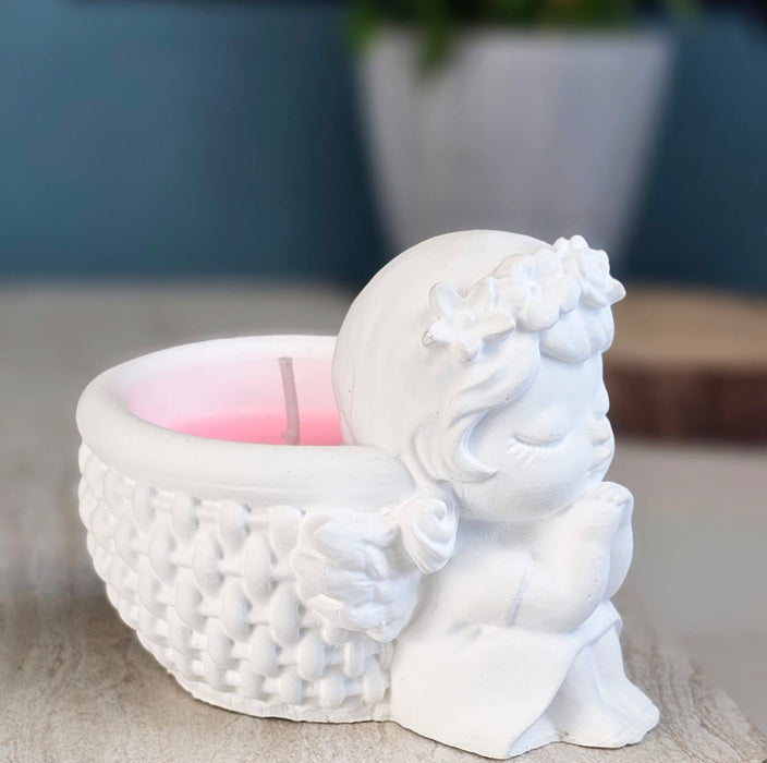 Randon (Any) Colour Angel Design Scented Wax Candle – White Angel Jar with Wax for Home Decor, Gift Purpose, Tealight, Aroma Candle, Decorative Fragrance Candle, Romantic Lighting