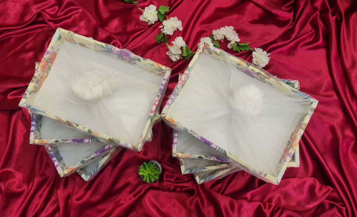 Multipurpose Decorative Folding Paper Box Net Rectangle Cardboard Box with Net DIY Tray for Gift Hamper, Gifting (Cardboard Folding Paper Box),Room Hamper,Wedding Hamper