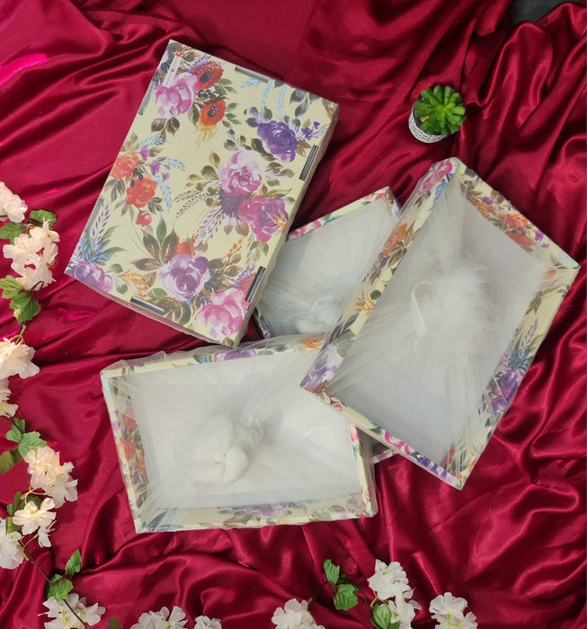Multipurpose Decorative Folding Paper Box Net Rectangle Cardboard Box with Net DIY Tray for Gift Hamper, Gifting (Cardboard Folding Paper Box),Room Hamper,Wedding Hamper