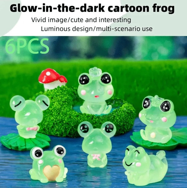 Frog Miniature Set for Home, Bedroom, Living Room, Office, Restaurant Decor, Figurines and Valentine Decoration Items, (Resin)(6 pieces)
