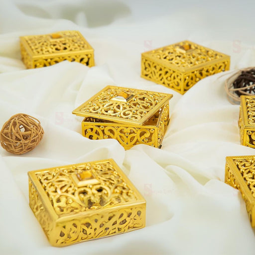 Decorative Square Golden Acrylic box for Storage Wedding gift,return gift, Christmas Decoration items, Gift box for storage Items.