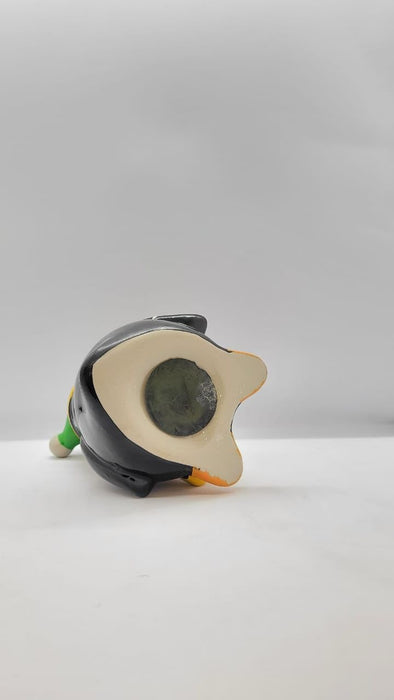 1 Piece Ceramic Penguin Design Gullak : Piggy Bank for Rupees Savings - Coin Storage Tip Box Ideal for Kids and Adults - Money Kilona Pikibank ATM Coinbox(Pack of 1)