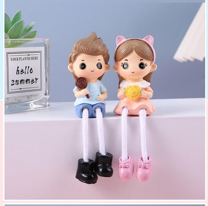 Hanging Legs Cute Boy and Girl Home Decor Showpiece – Elegant Hanging Leg Design for Decorative Room Enhancement(Model 1)