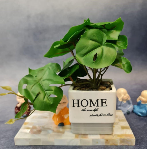 Artificial Ceramic Flower Plants - Exquisite Faux Pot Artificial Plant  (17.5 cm, Green)