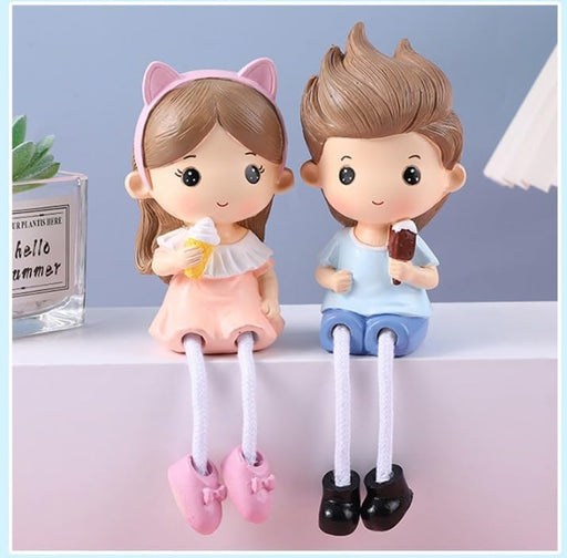 Hanging Legs Cute Boy and Girl Home Decor Showpiece – Elegant Hanging Leg Design for Decorative Room Enhancement(Model 1)