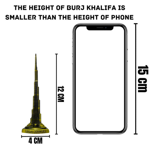 Dubai United Arab Emirates Burj Khalifa Metal Showpiece Antique Statue for Room, Office, Decorative Showpeice for Home, Desk Decor, Table Stand (Metal)