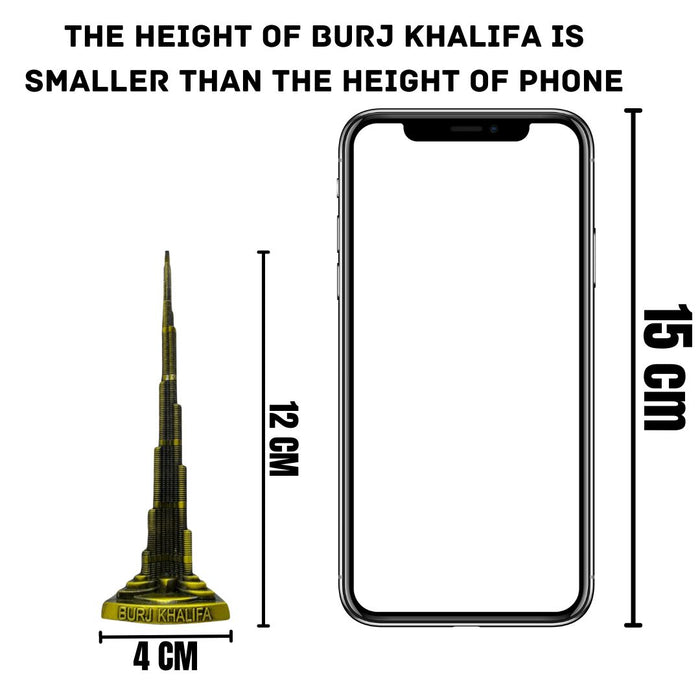 Dubai United Arab Emirates Burj Khalifa Metal Showpiece Antique Statue for Room, Office, Decorative Showpeice for Home, Desk Decor, Table Stand (Metal)