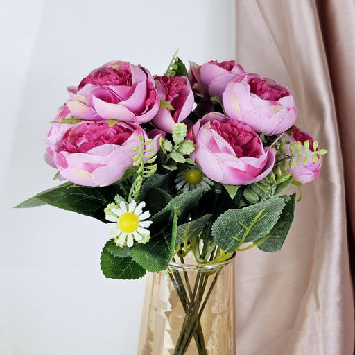 Artificial Bridal Piano Rose Peony Flower for Gifting,Flowers Sticks Bunch Decorative Items for Home, (without Vase Pot)(MATERIAL : Fabric)