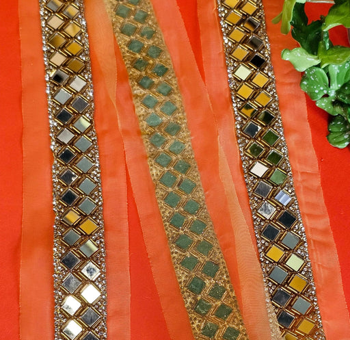 Lace Border with Daimond Mirror Work jari Embroidery Work,dori lace,lace Border,Blouse lace,Saree Border,Dupatta,lahenga, Art Craft
