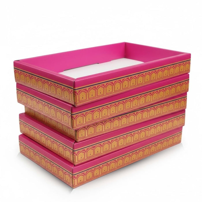 dark pink Multipurpose Decorative Viral Folding Paper Box (without net and Twister) Rectangle Cardboard Box DIY Tray for Gift Hamper, Gifting (Cardboard Folding Paper Box),Room Hamper,Wedding Hamper