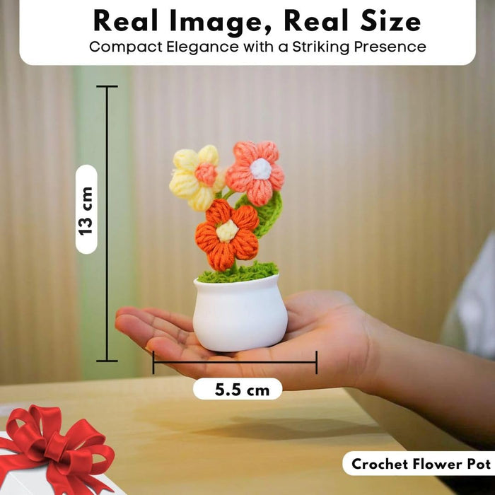 Artificial Crochet Flower Bouquet/Artificial Flowers head /Crochet Flowers Bouquet/Crochet Flowers/Flowers Bouquet Gift for Girls Home Decor, Gifting (13.5 cm height)