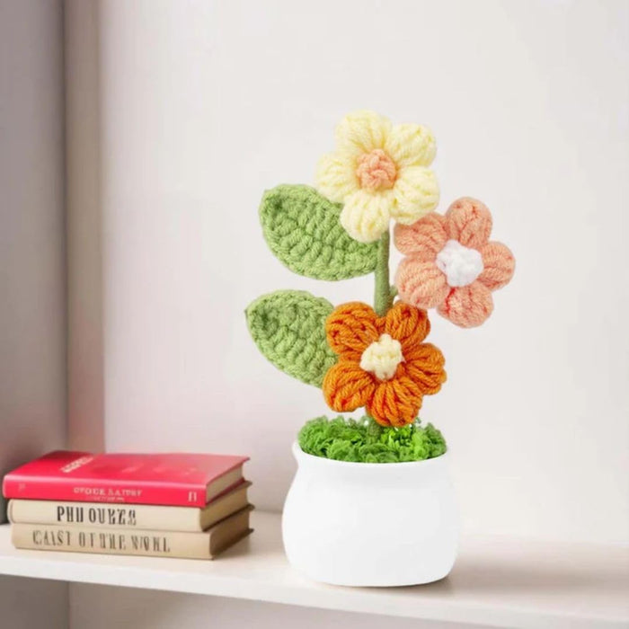 Artificial Crochet Flower Bouquet/Artificial Flowers head /Crochet Flowers Bouquet/Crochet Flowers/Flowers Bouquet Gift for Girls Home Decor, Gifting (13.5 cm height)