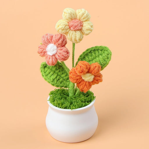 Artificial Crochet Flower Bouquet/Artificial Flowers head /Crochet Flowers Bouquet/Crochet Flowers/Flowers Bouquet Gift for Girls Home Decor, Gifting (13.5 cm height)