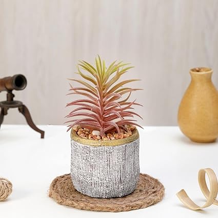Mini Artificial Succulent with Ceramic Pot for Home Decor