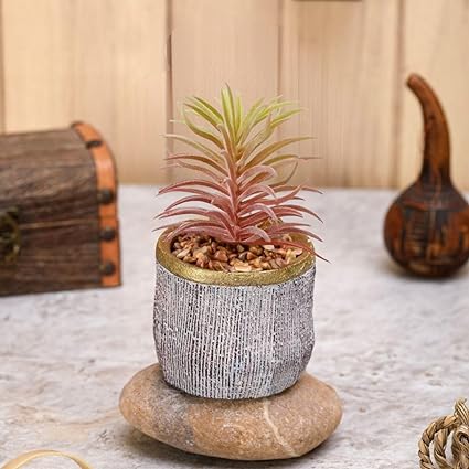 Mini Artificial Succulent with Ceramic Pot for Home Decor