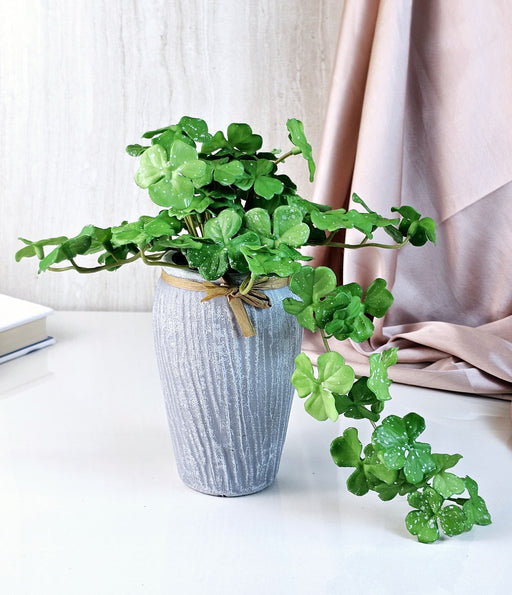 Artificial Clover Plant with Vase Display for Home Decor, Room, Balcony, Welcoming Decoration Item,Realistic Look for Gifting, (with Vase)