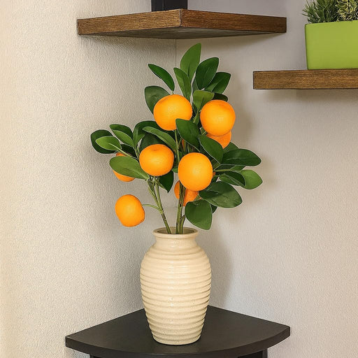 Artificial Orange Flower Stick, Artificial Flower Decoration Plant for Home Decor Item, Multi Decoration Item, (Without vase)( Pack of 3)(35 Cm)